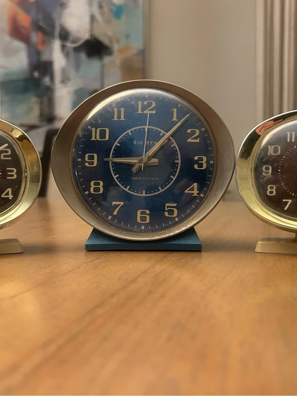 Big Ben Vintage Round Blue Alarm Clock by 2 Baby Ben clocks included